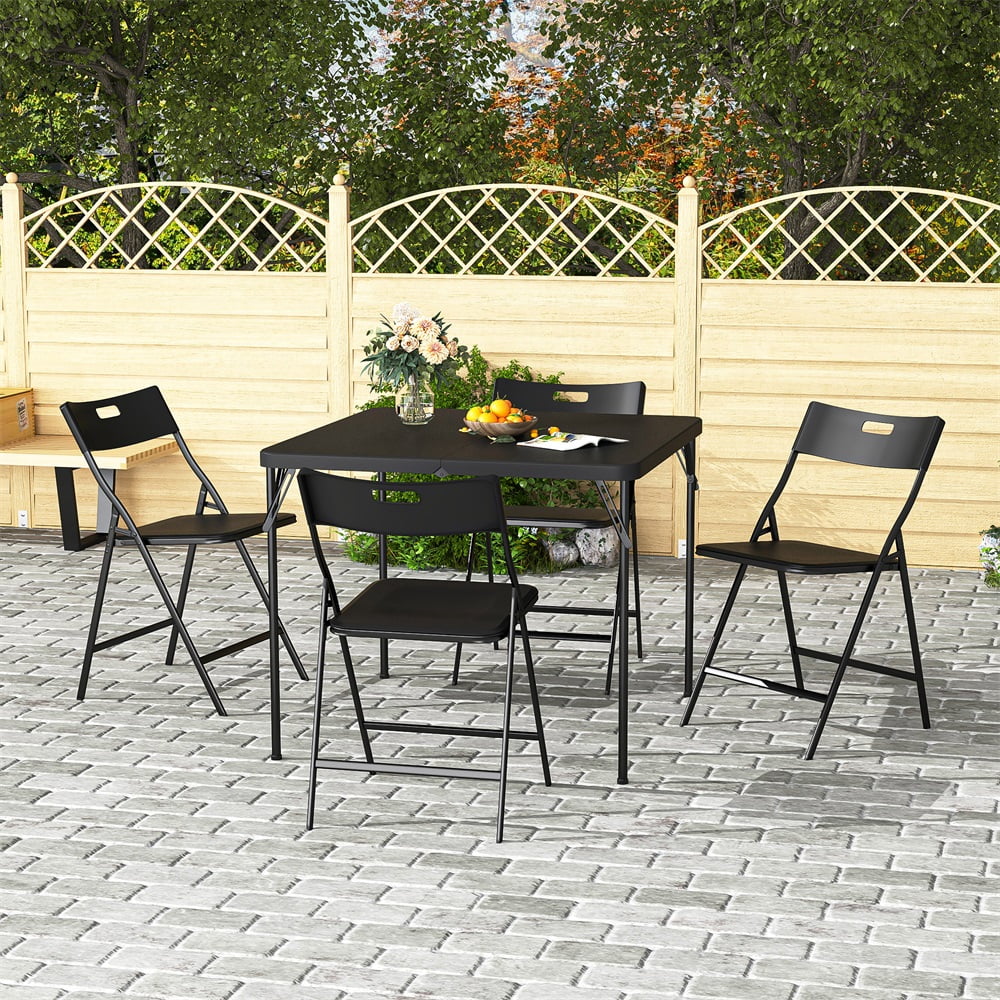 Aimee Lii Portable Folding Game Table Set with 4 Folding Chairs, Indoor Outdoor Portable Card Table, Outdoor Furniture for Party, Camping, Black Aimee Lii Portable Folding Game Table Set with 4 Folding Chairs, Indoor Outdoor Portable Card Table, Outdoor Furniture for Party, Camping, Black