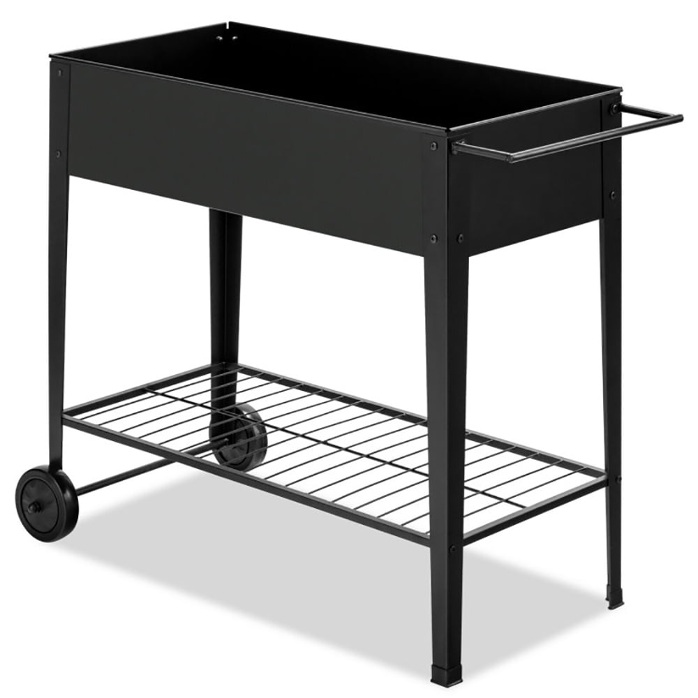 Aimee Lii Raised Garden Bed Elevated Planter Box on Wheels Steel Planter with Shelf, Planters for Outdoor Plants, Raised Garden Bed with Legs, Black Aimee Lii Raised Garden Bed Elevated Planter Box on Wheels Steel Planter with Shelf, Planters for Outdoor Plants, Raised Garden Bed with Legs, Black
