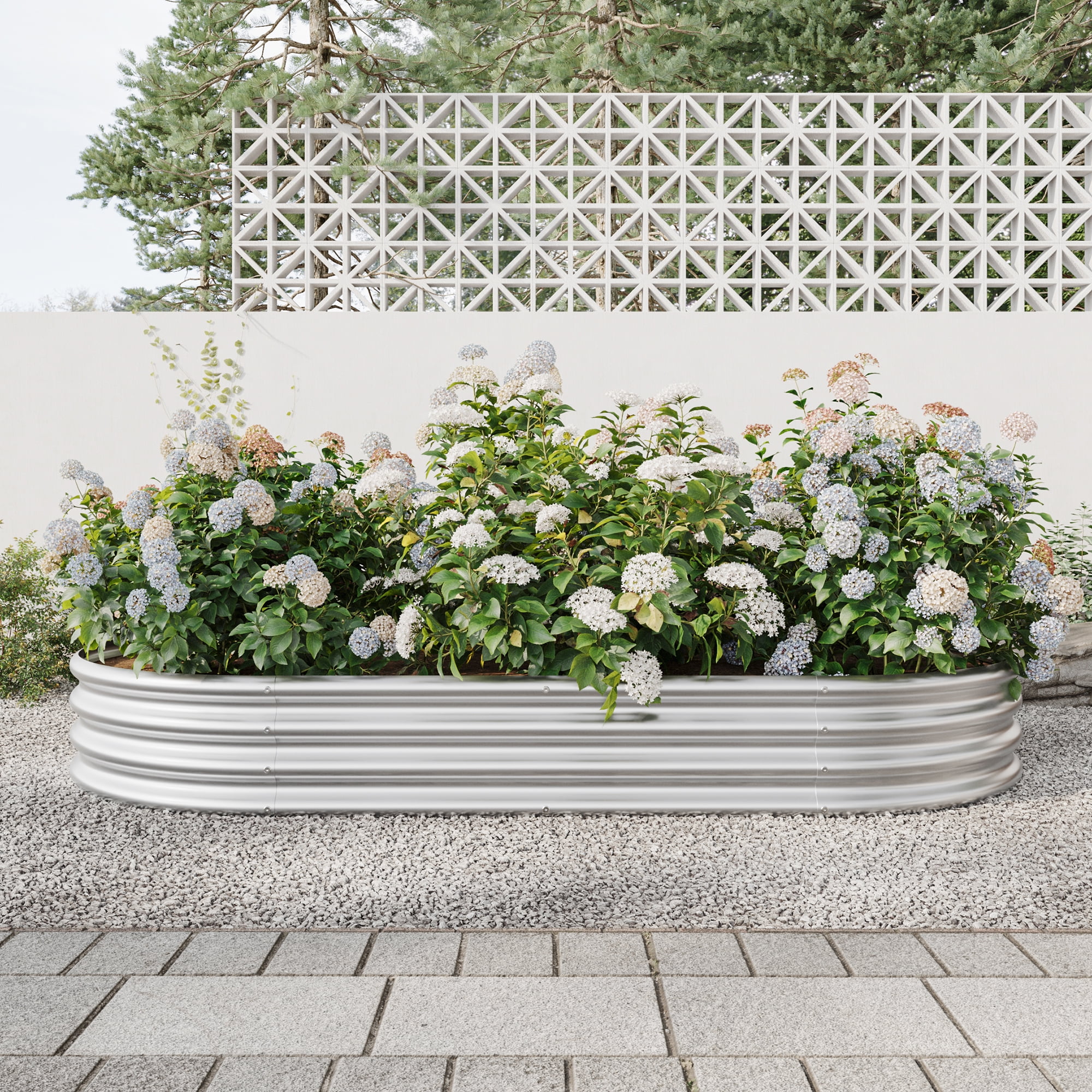 Aimee Lii Raised Garden Bed Outdoor, Oval Large Metal Raised Planter Bed for for Plants, Vegetables, and Flowers, Silver Aimee Lii Raised Garden Bed Outdoor, Oval Large Metal Raised Planter Bed for for Plants, Vegetables, and Flowers, Silver