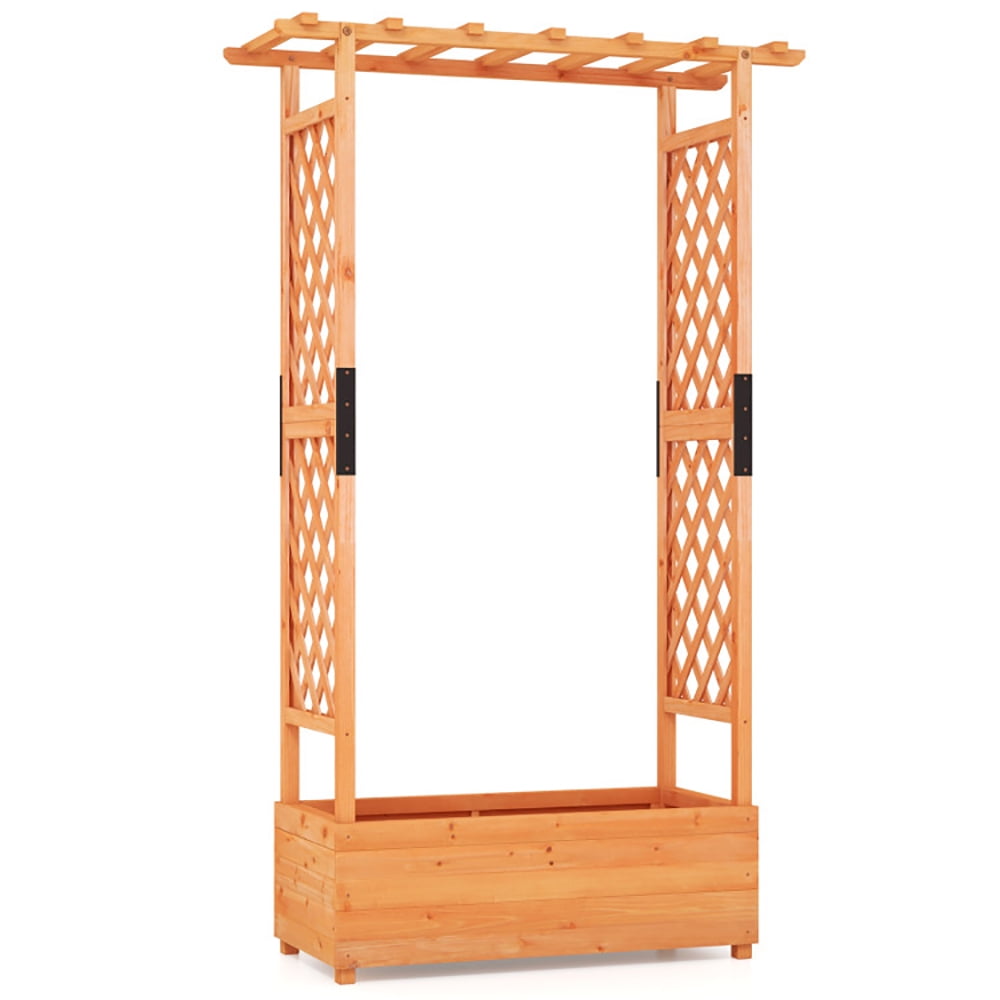 Aimee Lii Raised Garden Bed with Arch Trellis, Tier Plant Stand, Outdoor Garden Potting Bench for Patio Porch Garden, Orange Aimee Lii Raised Garden Bed with Arch Trellis, Tier Plant Stand, Outdoor Garden Potting Bench for Patio Porch Garden, Orange