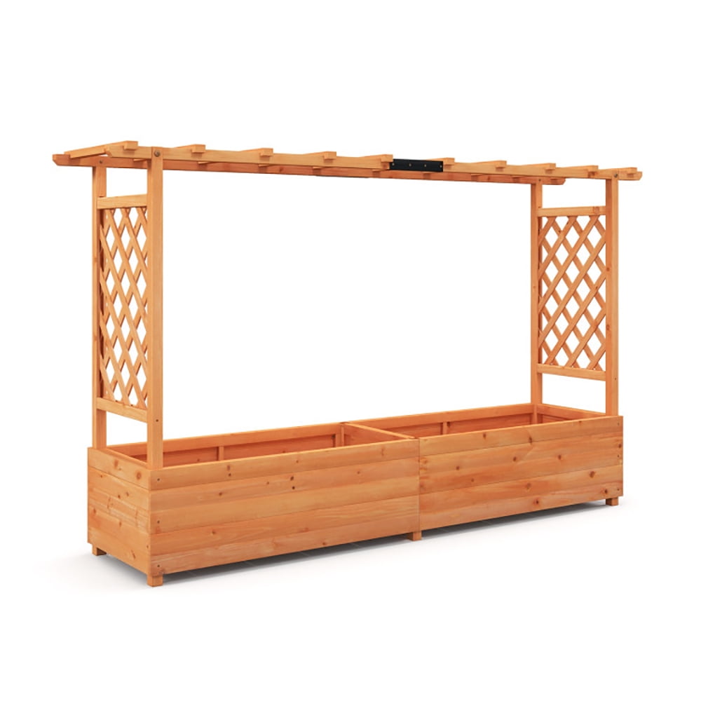 Aimee Lii Raised Garden Bed with Side Trellis Hanging Roof and Planter Box, Planters for Outdoor Plants, Raised Garden Beds Outdoor, Orange Aimee Lii Raised Garden Bed with Side Trellis Hanging Roof and Planter Box, Planters for Outdoor Plants, Raised Garden Beds Outdoor, Orange