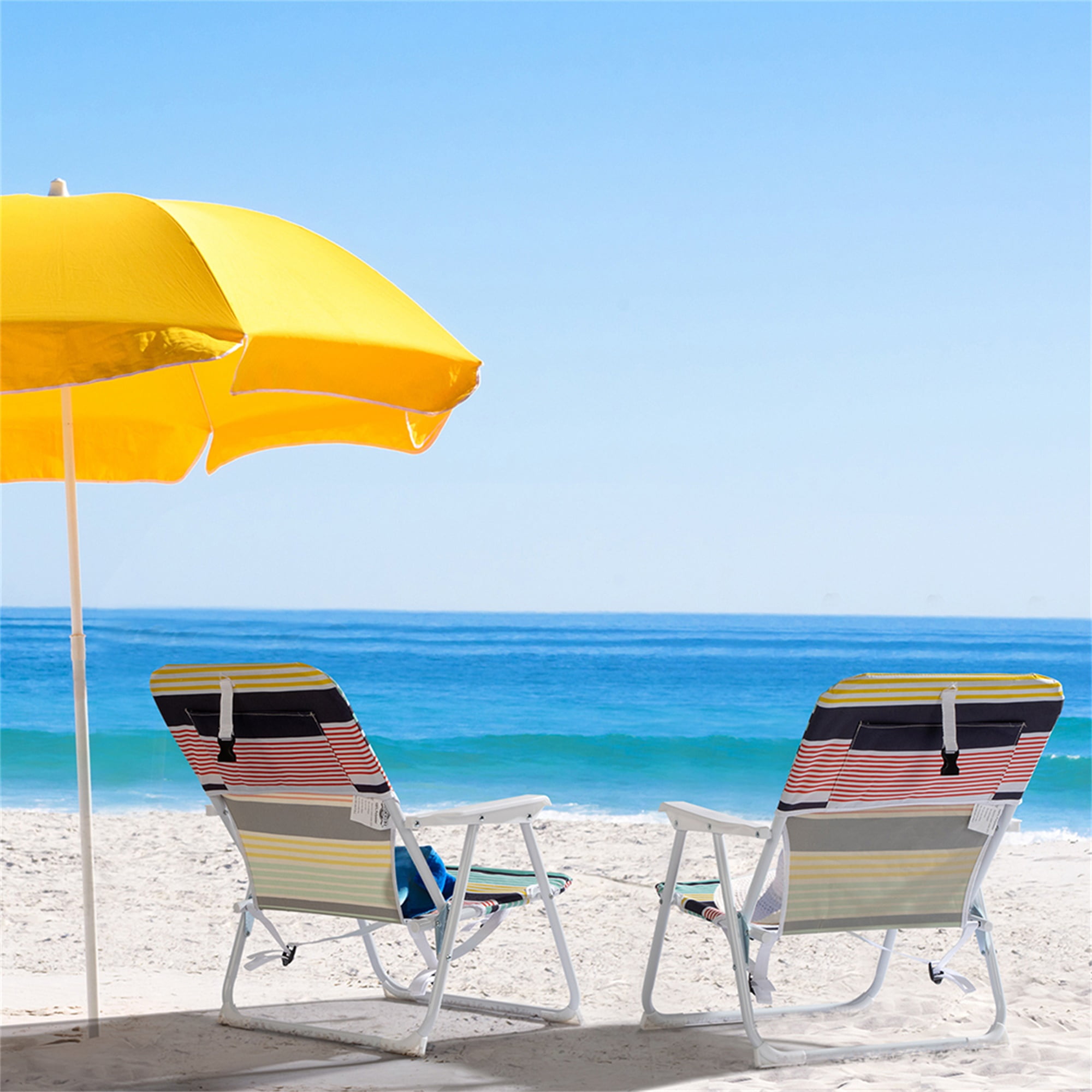 Aimee Lii Recliner, Folding Chair, Oxford Cloth Iron Outdoor Beach Chair,Light Blue