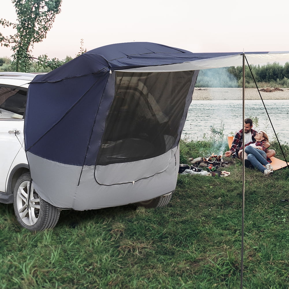 Aimee Lii SUV Tailgate Tent with Awning Shade, Car Roof Canopy and Poles, Water Resistant Camping Tent, Outdoor Travel Preferred, Universal Fit Most SUV, Blue Aimee Lii SUV Tailgate Tent with Awning Shade, Car Roof Canopy and Poles, Water Resistant Camping Tent, Outdoor Travel Preferred, Universal Fit Most SUV, Blue