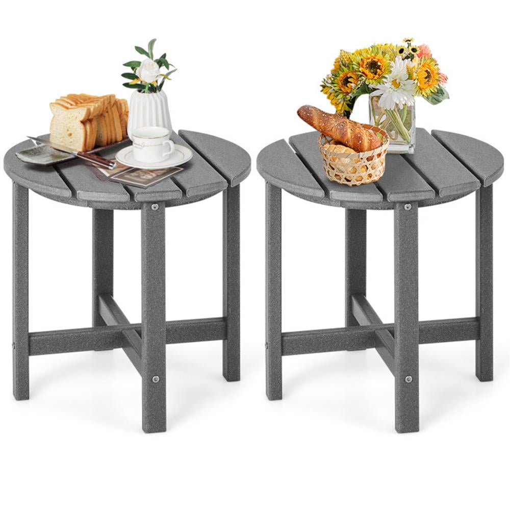 Aimee Lii Set of 2 18 Inch Round Weather-Resistant Adirondack Side Tables, Patio Furniture for Outdoor Garden Backyard Pool Deck-Gray Aimee Lii Set of 2 18 Inch Round Weather-Resistant Adirondack Side Tables, Patio Furniture for Outdoor Garden Backyard Pool Deck-Gray