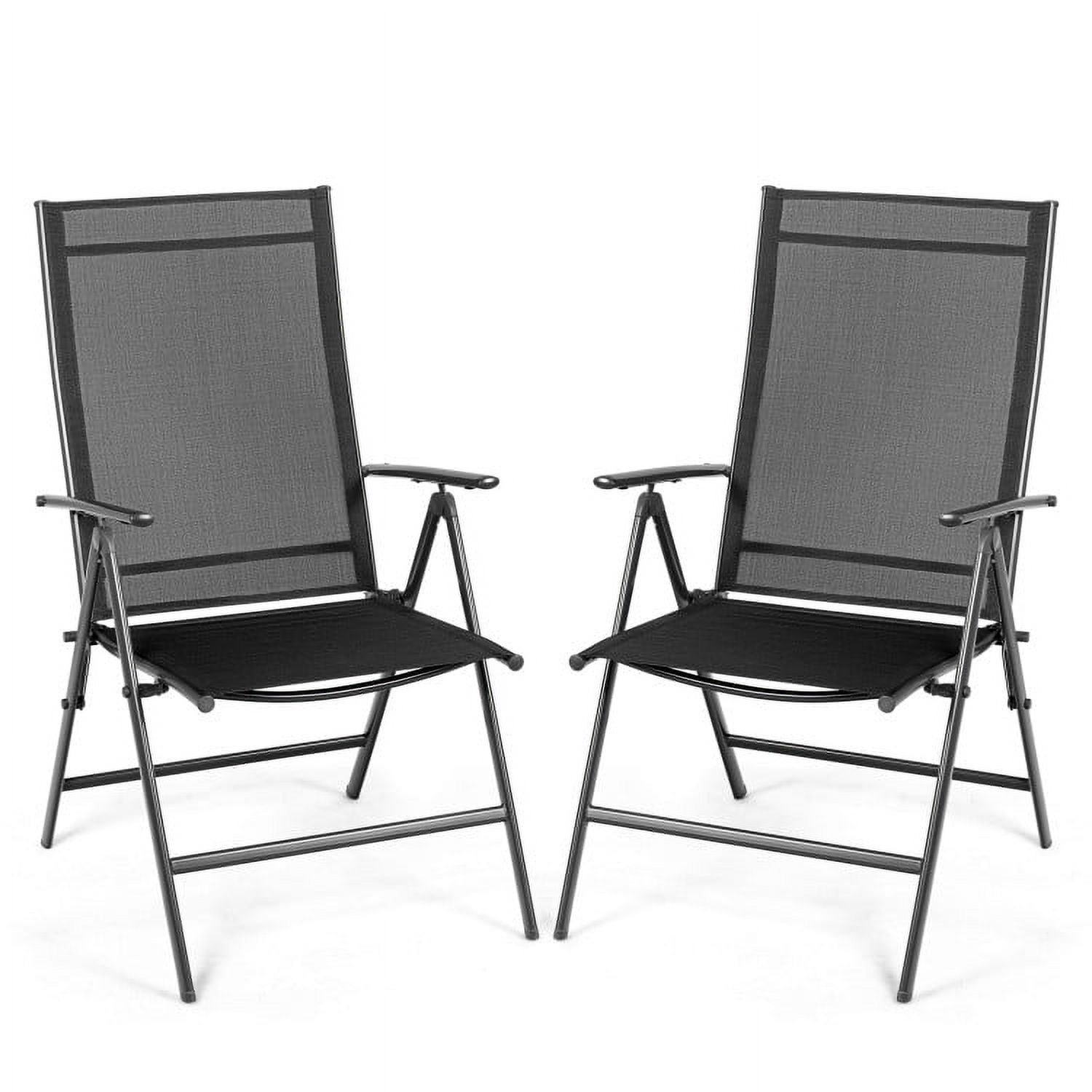Aimee Lii Set of 2 Adjustable Portable Patio Folding Dining Chair Recliners, Outdoor Patio Set, Black Aimee Lii Set of 2 Adjustable Portable Patio Folding Dining Chair Recliners, Outdoor Patio Set, Black