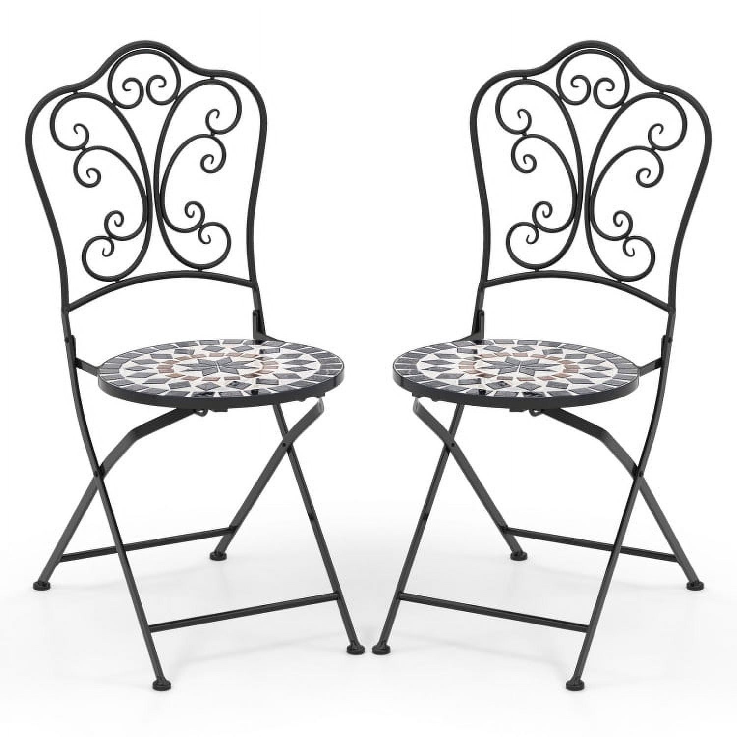 Aimee Lii Set of 2 Mosaic Chairs for Patio Metal Folding Chairs, Outdoor Patio Set-B