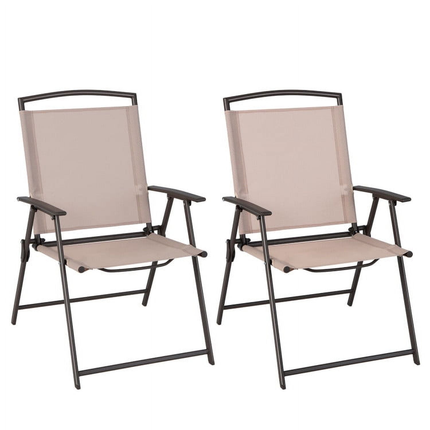 Aimee Lii Set of 2 Patio Dining Chairs with Armrests and Rustproof Steel Frame, Outdoor Patio Set, Beige