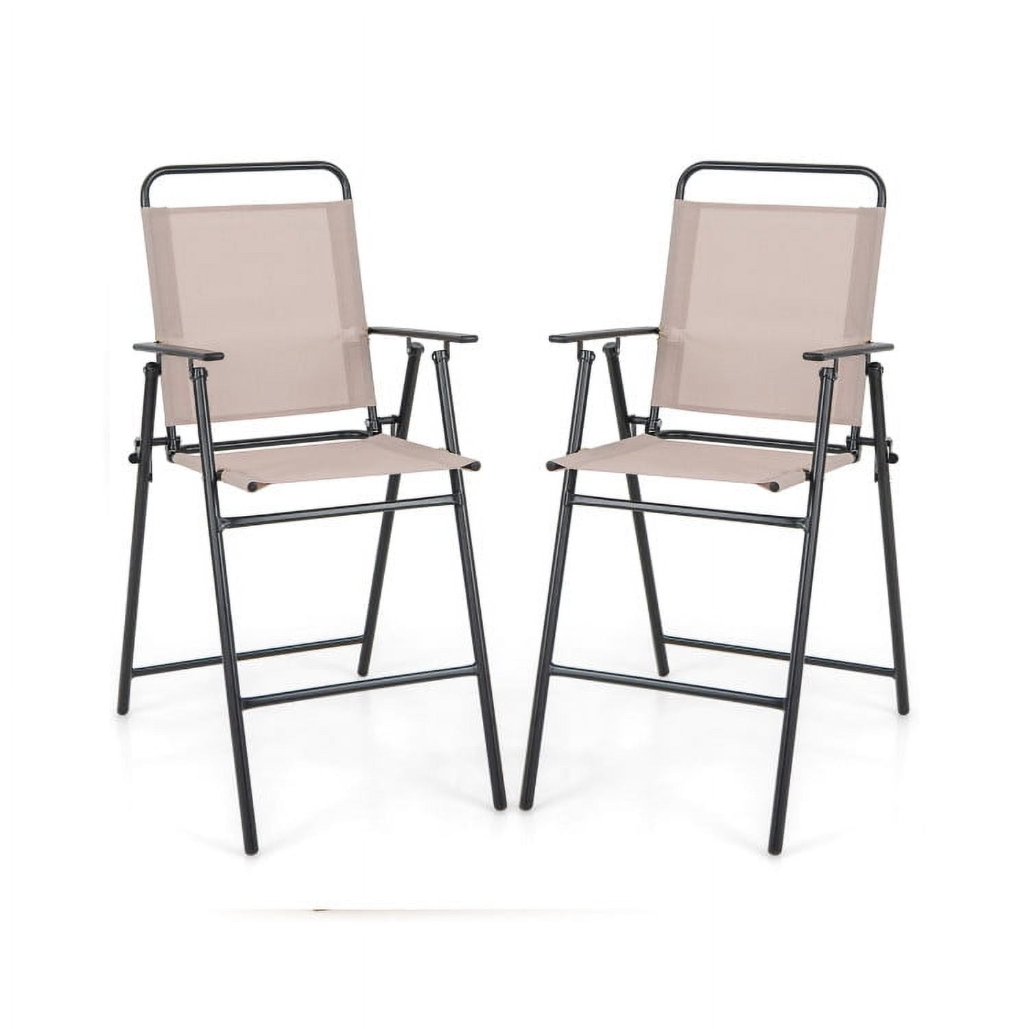 Aimee Lii Set of 2 Patio Folding Bar-Height Chairs with Armrests and Quick-Drying Seat, Outdoor Patio Furniture, Beige Aimee Lii Set of 2 Patio Folding Bar-Height Chairs with Armrests and Quick-Drying Seat, Outdoor Patio Furniture, Beige
