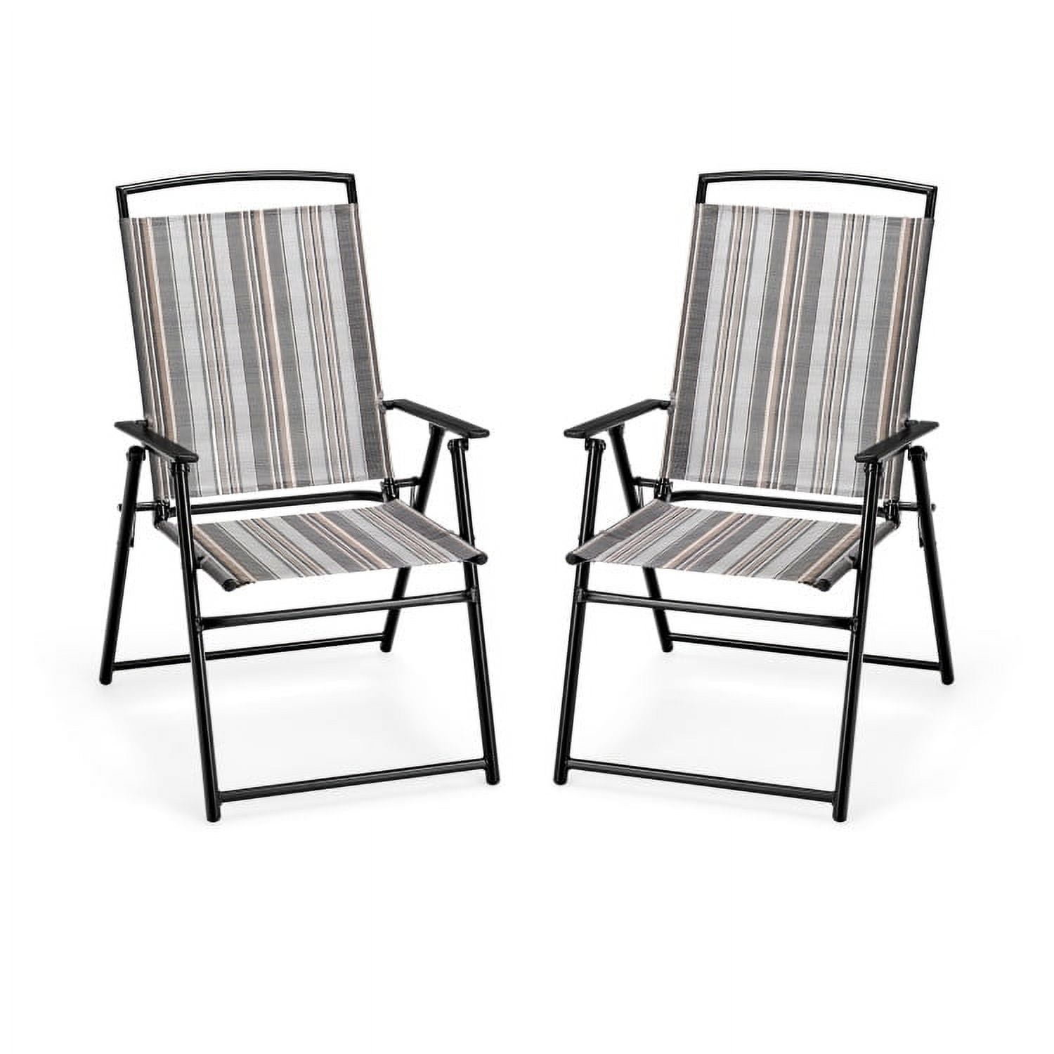 Aimee Lii Set of 2 Patio Folding Sling Chairs Space, Outdoor Patio Furniture, Gray