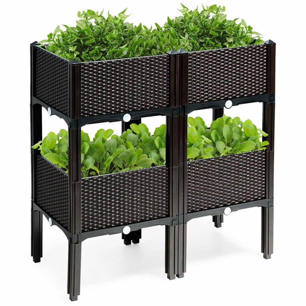 Aimee Lii Set of 4 Elevated Flower Vegetable Herb Grow Planter Box, Planters for Outdoor Plants, Raised Garden Bed with Legs, Brown Aimee Lii Set of 4 Elevated Flower Vegetable Herb Grow Planter Box, Planters for Outdoor Plants, Raised Garden Bed with Legs, Brown