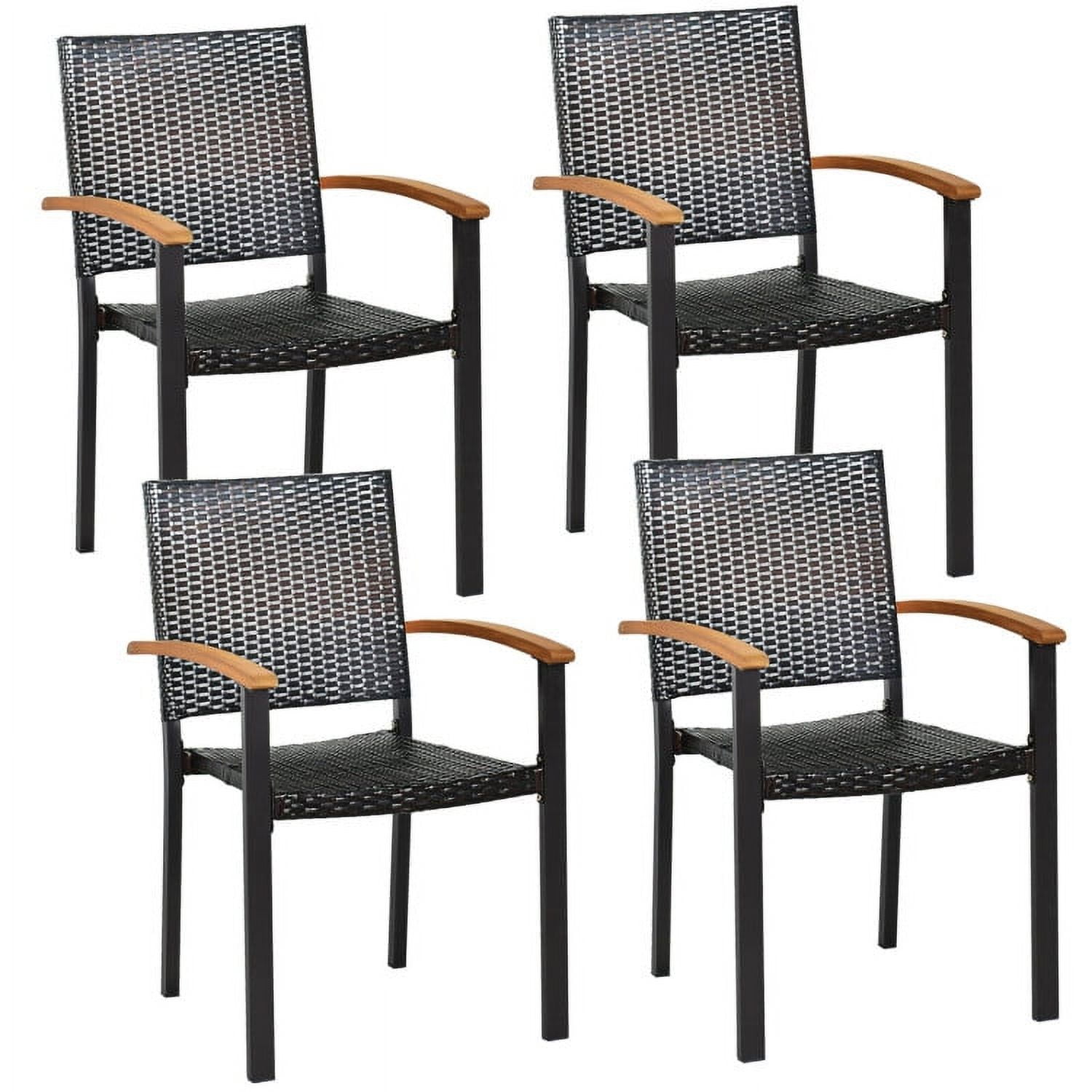 Aimee Lii Set of 4 Outdoor Patio PE Rattan Dining Chairs with Powder-coated Steel Frame, Outdoor Patio Set Aimee Lii Set of 4 Outdoor Patio PE Rattan Dining Chairs with Powder-coated Steel Frame, Outdoor Patio Set