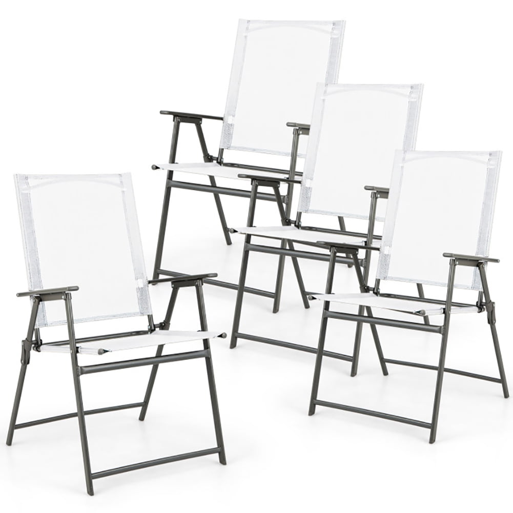 Aimee Lii Set of 4 Patio Folding Chair Set with Rustproof Metal Frame, Outdoor Chair Set of 4, White Aimee Lii Set of 4 Patio Folding Chair Set with Rustproof Metal Frame, Outdoor Chair Set of 4, White