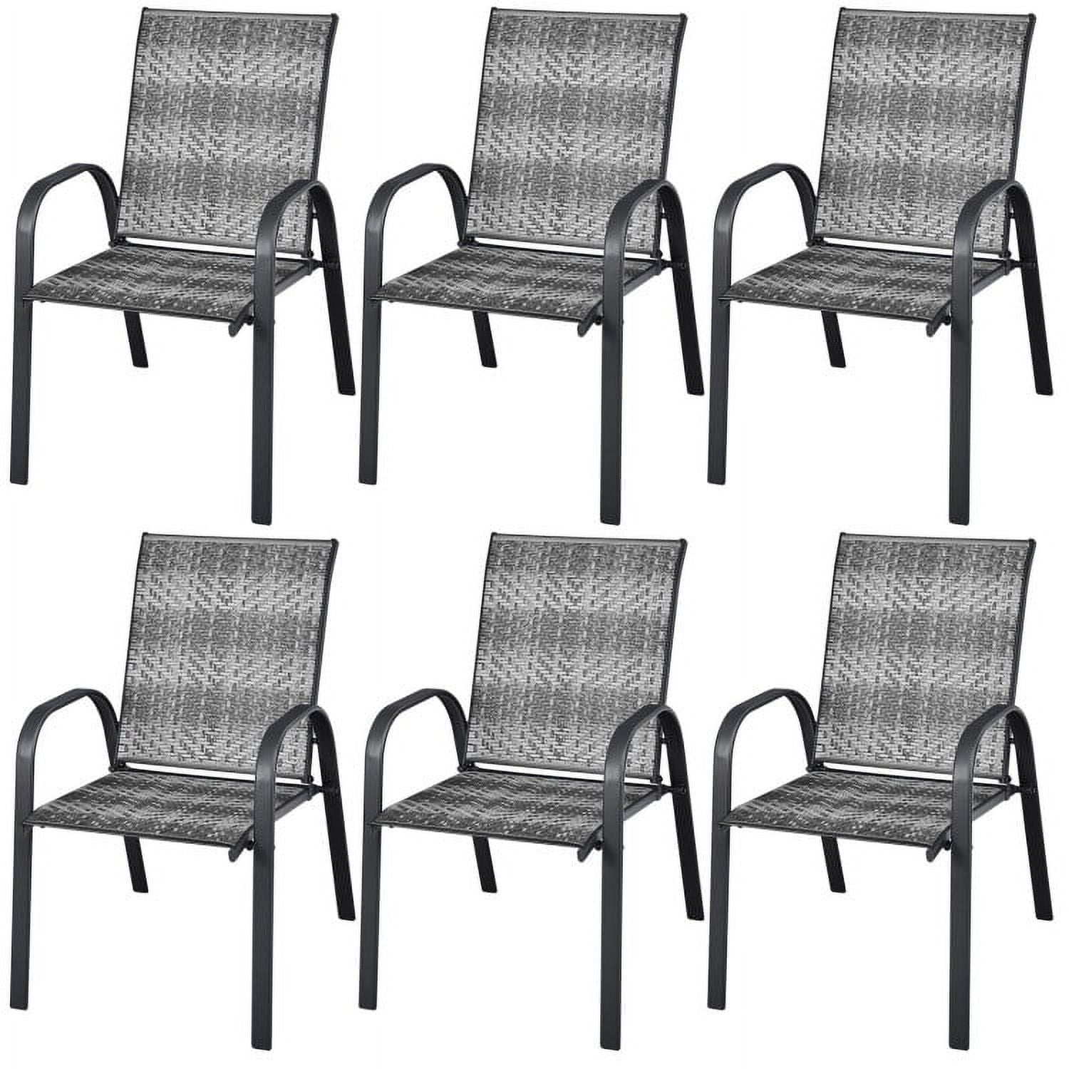 Aimee Lii Set of 6 Outdoor PE Wicker Stackable Chairs with Sturdy Steel Frame, Outdoor Patio Set, Gray Aimee Lii Set of 6 Outdoor PE Wicker Stackable Chairs with Sturdy Steel Frame, Outdoor Patio Set, Gray