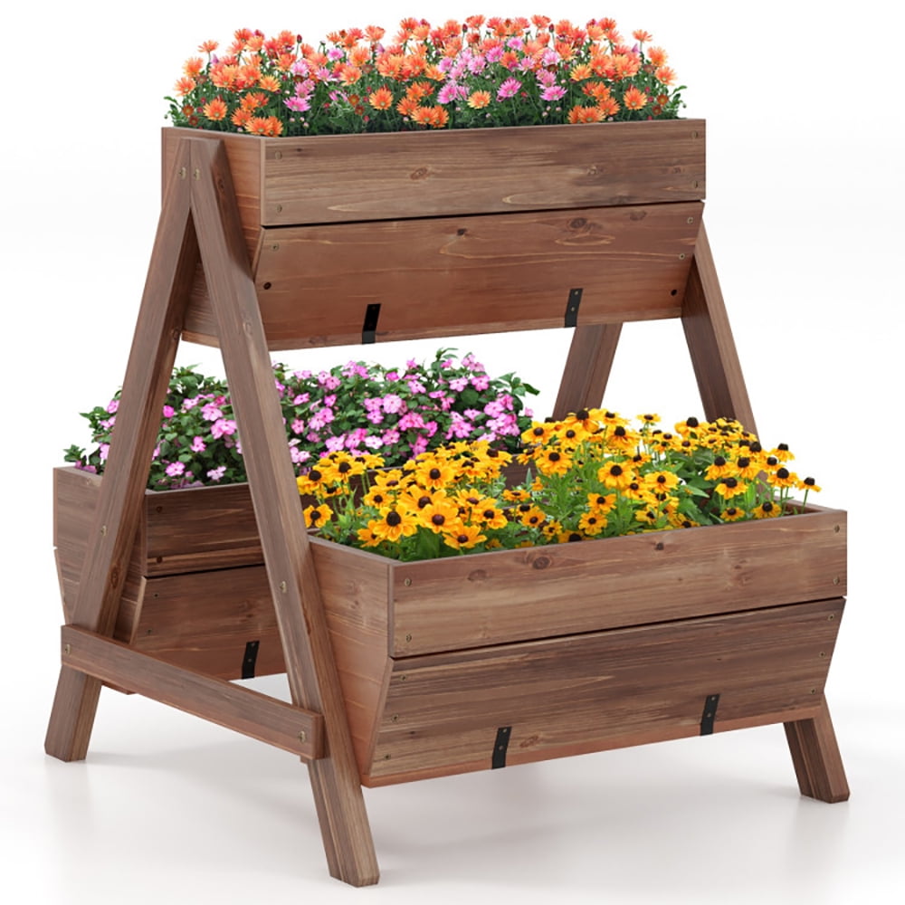 Aimee Lii Vertical Raised Garden bed with 3 Wooden Planter Boxes, Tiered Planters for Outdoor Plants-S Aimee Lii Vertical Raised Garden bed with 3 Wooden Planter Boxes, Tiered Planters for Outdoor Plants-S