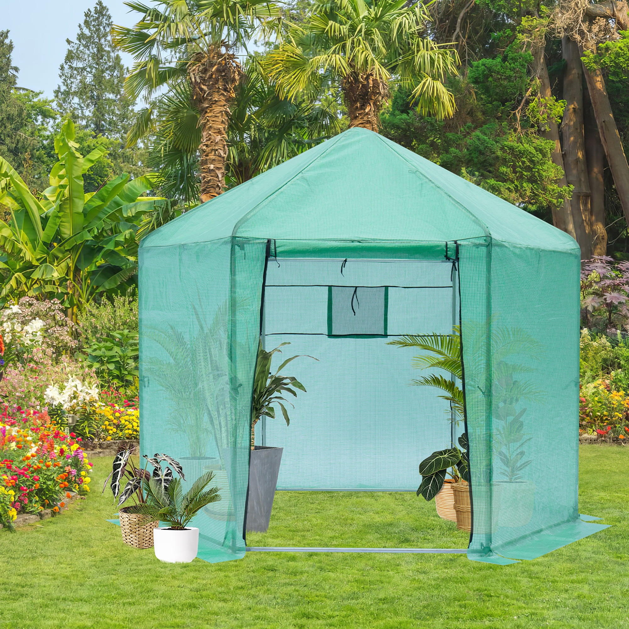 Aimee Lii Walk-in Greenhouse, Upgrade Reinforced Frame Heavy Duty Plastic Greenhouse, Reinforced Thickened Waterproof Insulation(9.2*8.1 ft) Aimee Lii Walk-in Greenhouse, Upgrade Reinforced Frame Heavy Duty Plastic Greenhouse, Reinforced Thickened Waterproof Insulation(9.2*8.1 ft)