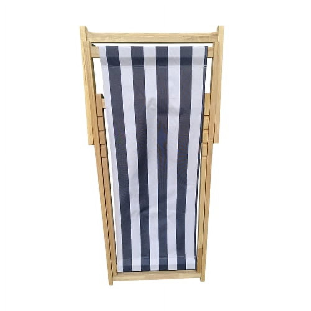 Aimee Lii Wood Sling Chair Blue Broad Stripe, Folding Chaise Lounge Chair, Dark Blue