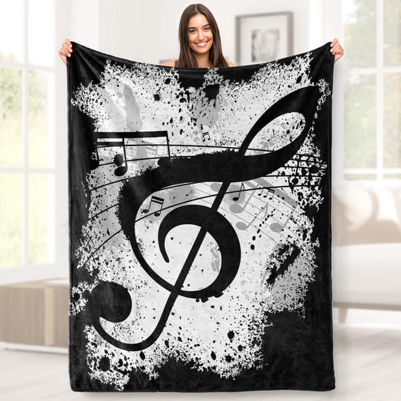 Aimego Music Note Blanket Gifts for Music Lovers Musics Notes Throw Blanket Room
