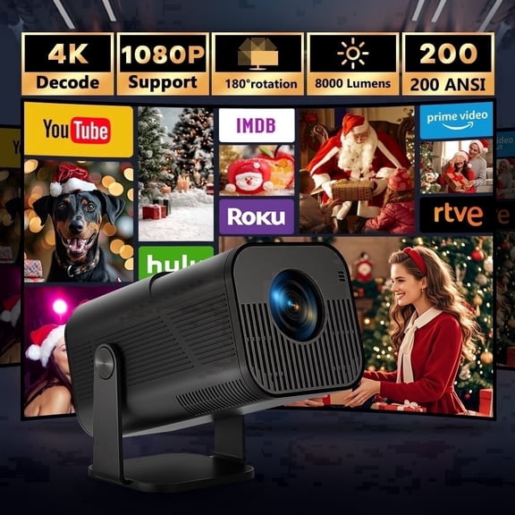 Aimeisen X500 Portable Smart Projector, Native 1080P, 200 ANSI Lumens, Android 11