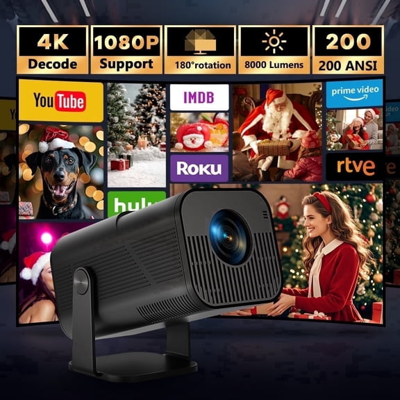 Aimeisen X500 Portable Smart Projector, Native 1080P, 200 ANSI Lumens, Android 11