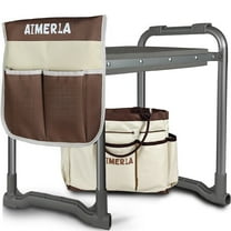 Aimerla Foldable Garden Kneeler Seat Heavy Duty [Upgraded Widened Thick Kneeling Pad] Durable Garden Stool with Large Garden Tool Bags with Pockets - Portable Garden Bench Gardening Gifts for Parents