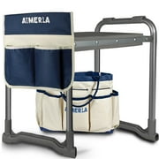 Aimerla Foldable Garden Kneeler Seat Heavy Duty [Upgraded Widened Thick Kneeling Pad] Durable Garden Stool with Large Garden Tool Bags with Pockets - Portable G