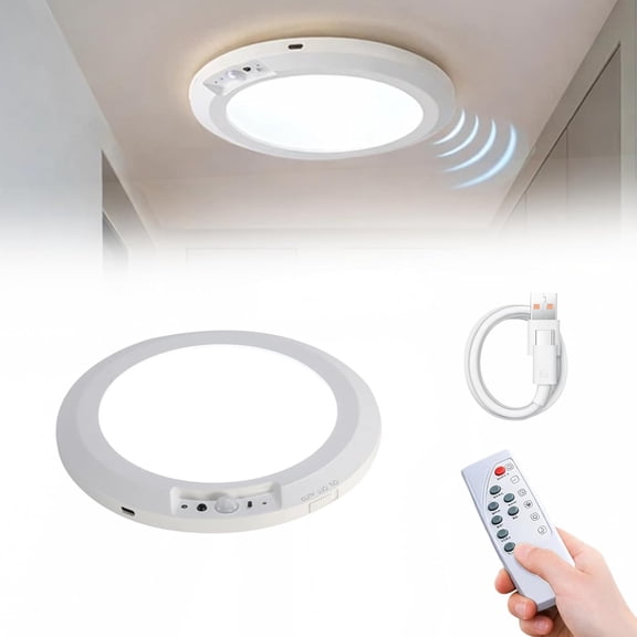 Aimery Motion Sensor Ceiling Light with Remote, Rechargeable Magnetic LED Ceiling Light, 3 CCT Dimmable Wireless Motion Activated Light for Closet Hallway Garage Laundry Room (1)