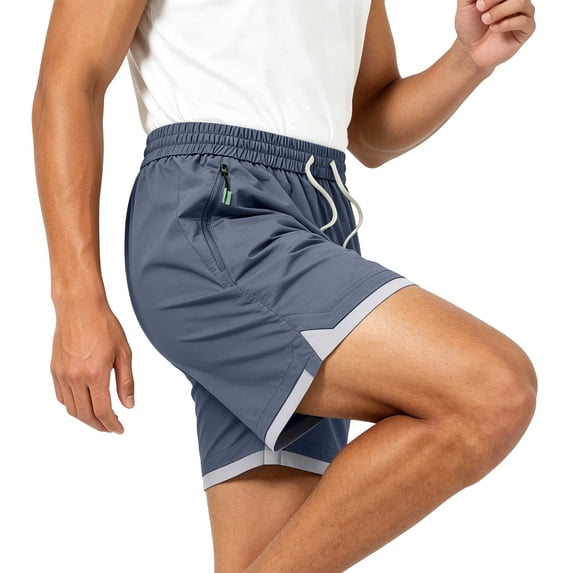 Aimik Athleisure Shorts for Men Side Zip Detail Contrast Trim Mens Workout Shorts Summer Lightweight Fashion Shorts for Training