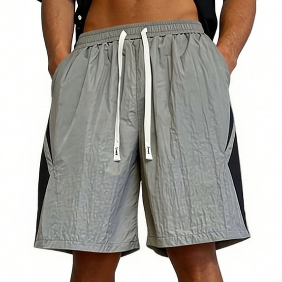 Aimik Athletic Shorts for Men Drawstring Elastic Waist Color Block Mens Shorts with Pockets Summer Breathable Sport Shorts for Gym