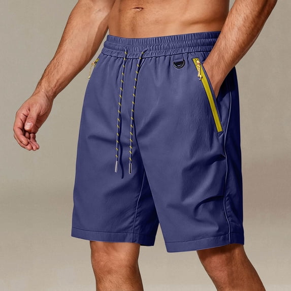 Aimik Athletic Shorts for Men Drawstring Waist Solid Color Mens Shorts with Zip Pockets Summer Quick Dry Fitness Shorts for Gym