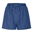 thumbnail image 1 of Aimik Blue Jeans Shorts for Women Summer Casual Loose and Comfortable Denim Shorts with Drawstring, 1 of 6