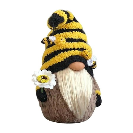 Aimik Bumble Bee Gnome Plush Decoration, Spring Sunflower Gnome Cute Faceless Doll Scandinavian Tomte Nisse Swedish Honey Bee Elf Bee Festival Home Farmhouse Kitchen Decor