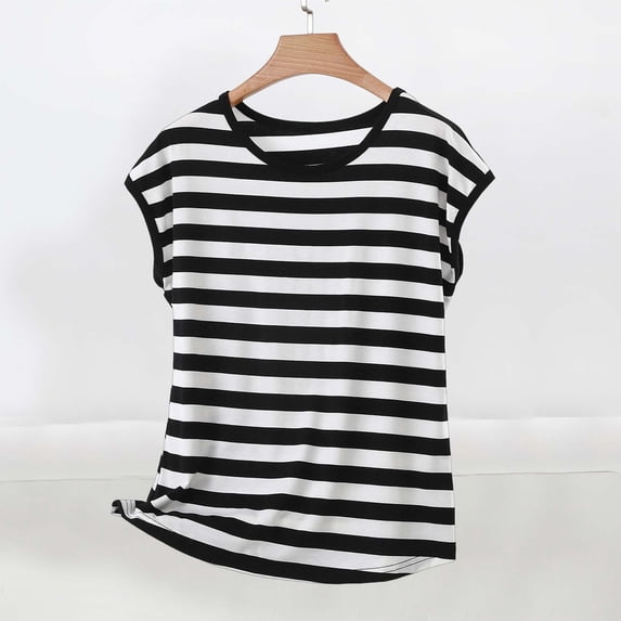 Aimik Fashion Women's Striped Casual Loose Tank Top Summer Sleeveless Crew Neck Comfy Plus Size Tank Tops