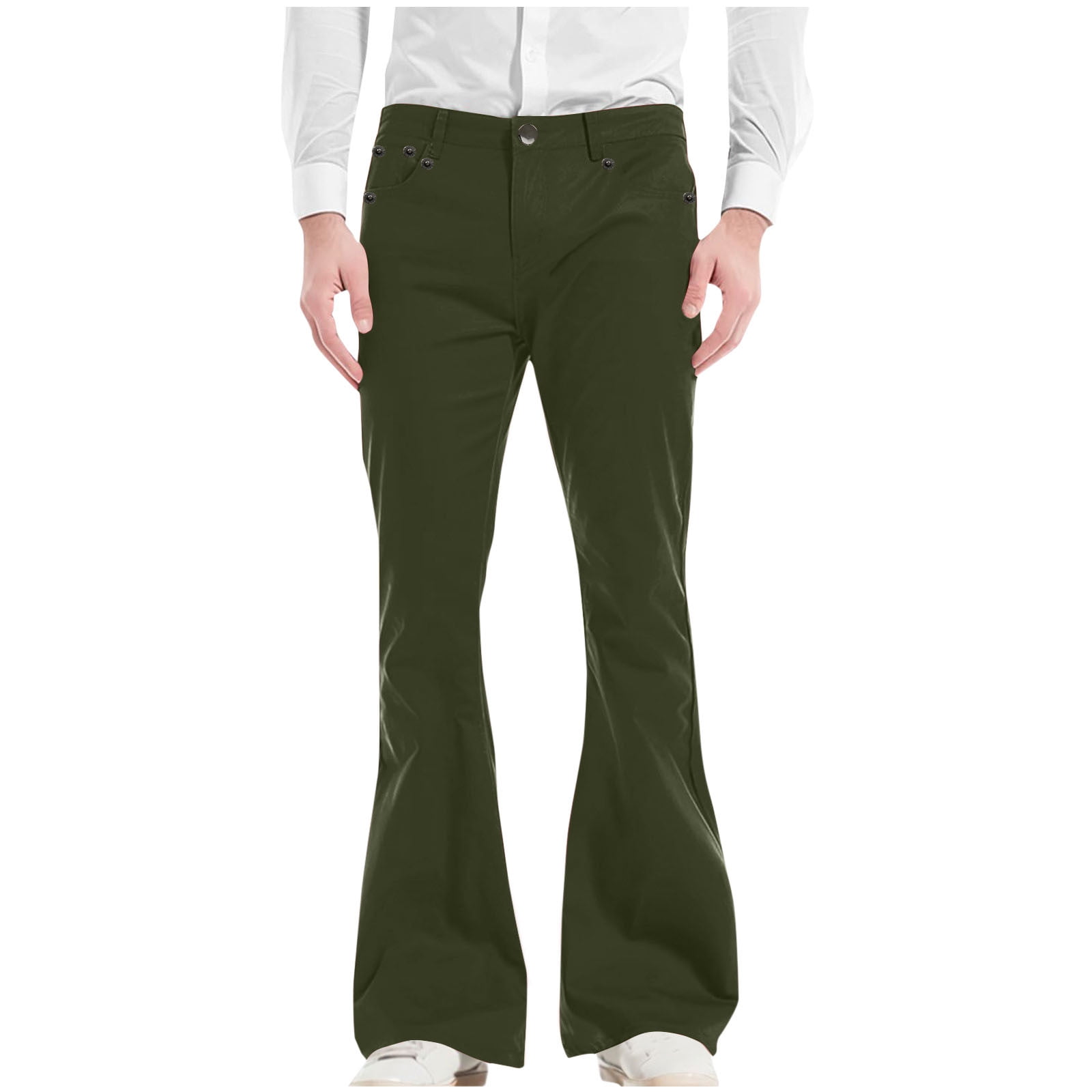 RYRJJ Men's Vintage 60s 70s Bell Bottom Pants Stretch