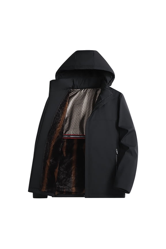 Hanes 2025 Clearance Sale Men's Downpour Light Jacket Lightweight Waterproof Hooded Coat for Hiking & Trekking-Black L