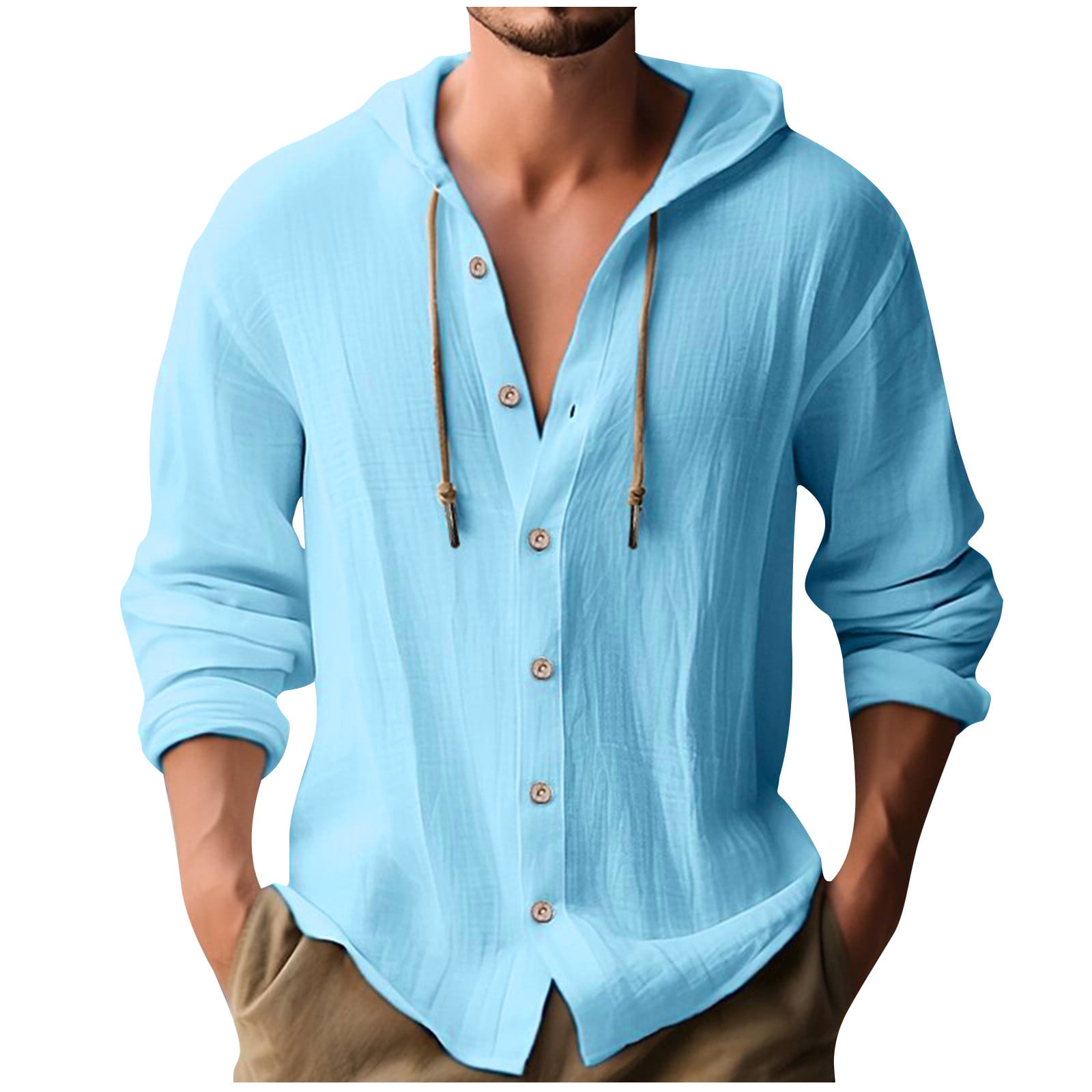 Aimik 2024 Clearance Sales！Cotton Linen Hoodie for Men