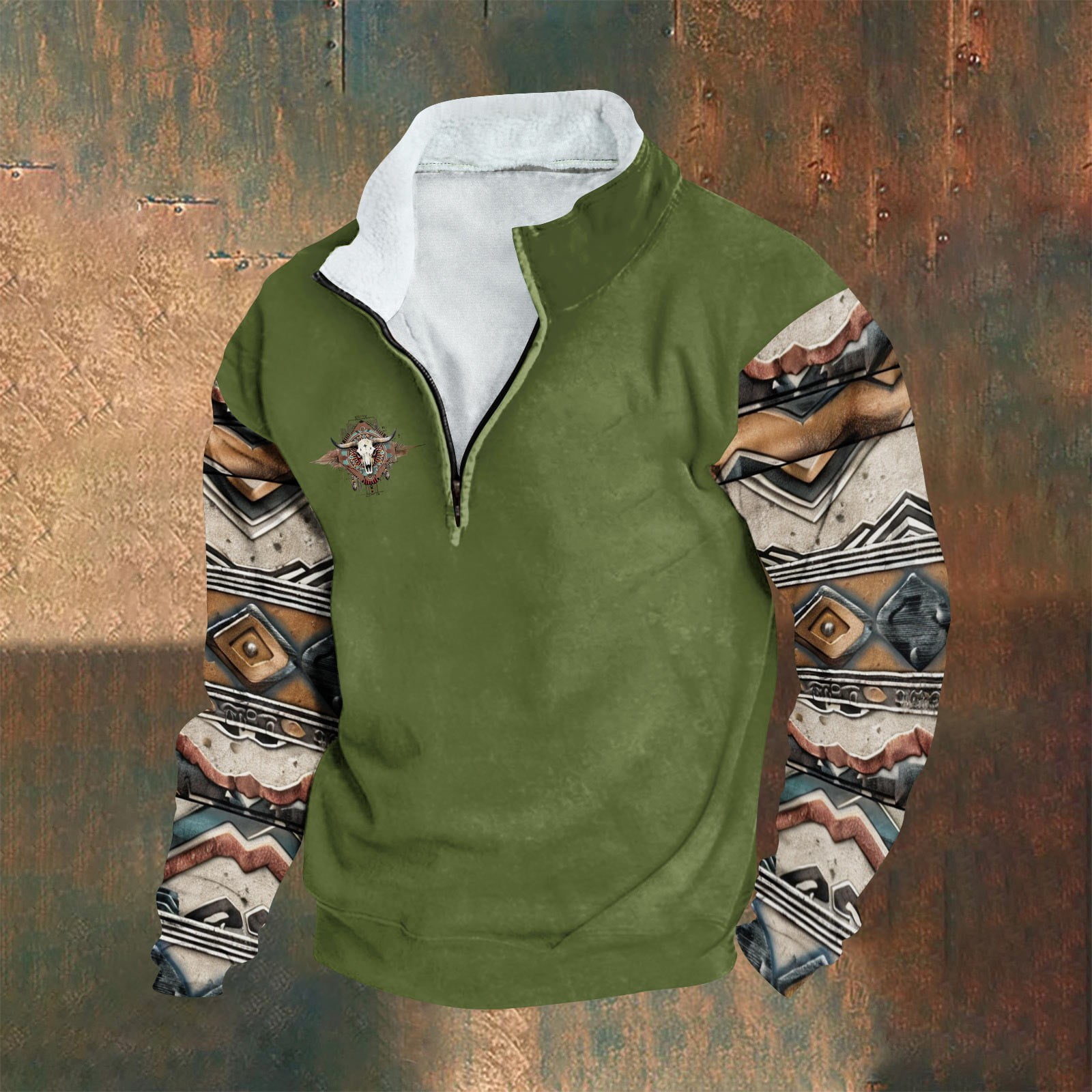 Aimik Hanes Aztec Cowboy Mens Hoodie Vintage Graphic Western