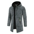 thumbnail image 1 of Aimik Hanes Up to 65% off clearance Winter Mens Jacket Hooded Plush Plaid Knitting Drawstring Coat Sweater Warm Solid Color Jackets Tops Coats Fashion-Dark Gray XL, 1 of 4