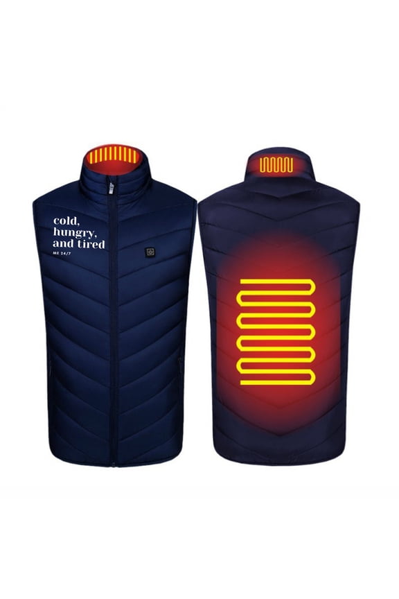 Hanes Heated Vest Coat for Women Men 2025 Plus Size Electric Heated Jackets Winter Usb Rechargeable Heated Coat No Battery Pack Winter 2 Areas Heated Jacket Coat-Blue S