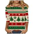 Aimik Christmas Shirts for Women 2024 3/4 Length Sleeve Cute