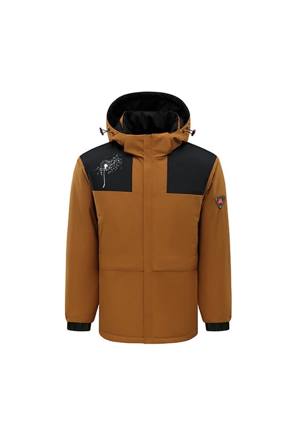 Hanes Heated Jackets for Women Winter Warm Ski Outdoor Hunting Windbreaker Jacket Electric Heating Body Warmer Hooded Coats-Brown S