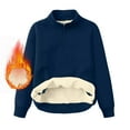 thumbnail image 1 of Aimik Hanes Men's Quarter Zip Sweatshirt Sherpa Lined Fleece Zipper Pullover Heavyweight Winter Warm Cotton Sweater-Dark Blue S, 1 of 6