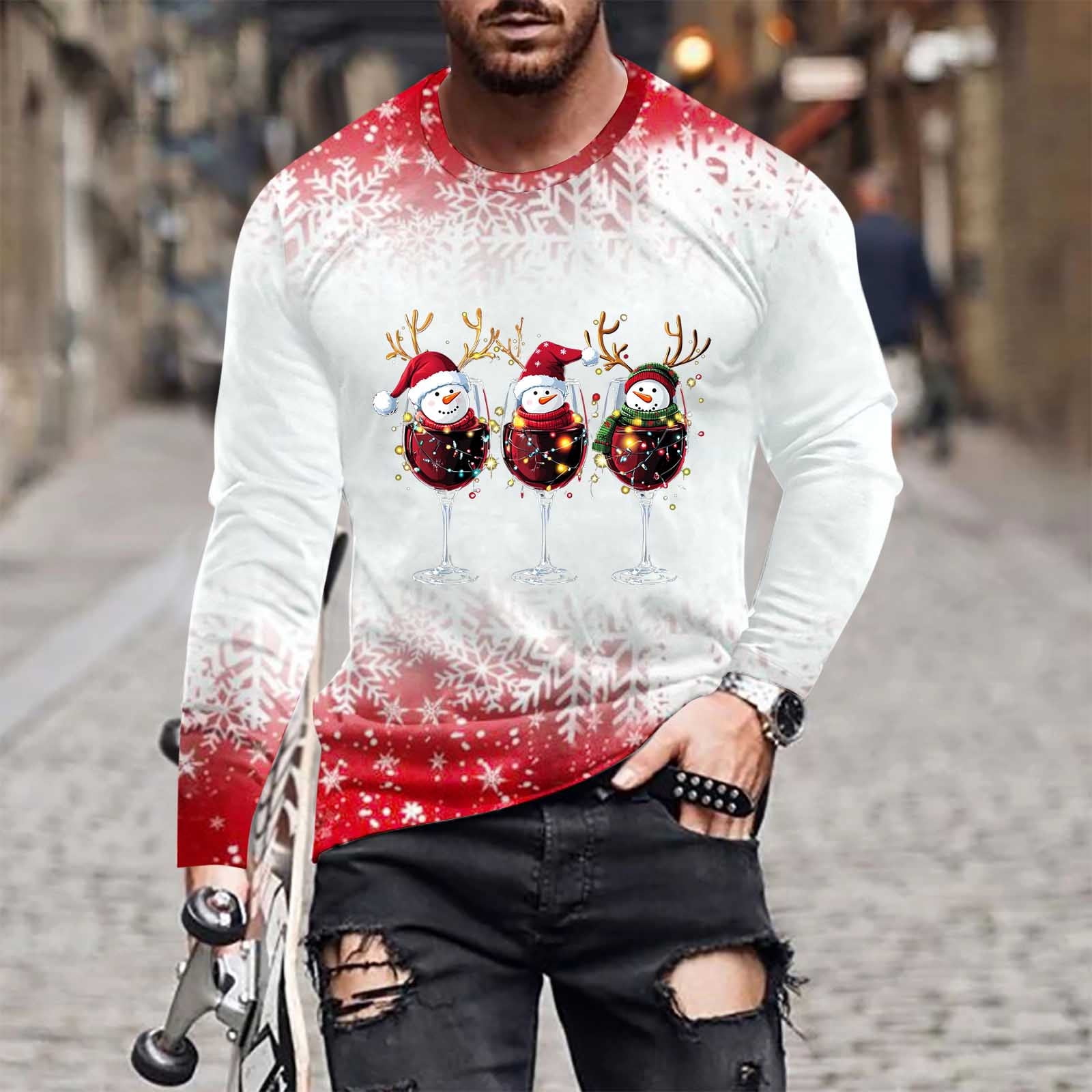 Aimik Hanes Men's Ugly Christmas Sweatshirts Long Sleeve Crew Neck ...