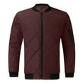 thumbnail image 1 of Aimik Hanes Mens Bombers Jacket Relaxed Fit Diamond Quilted Varsity Jackets Fall Winter Lightweight Padded Coat Outwear Wine S, 1 of 4