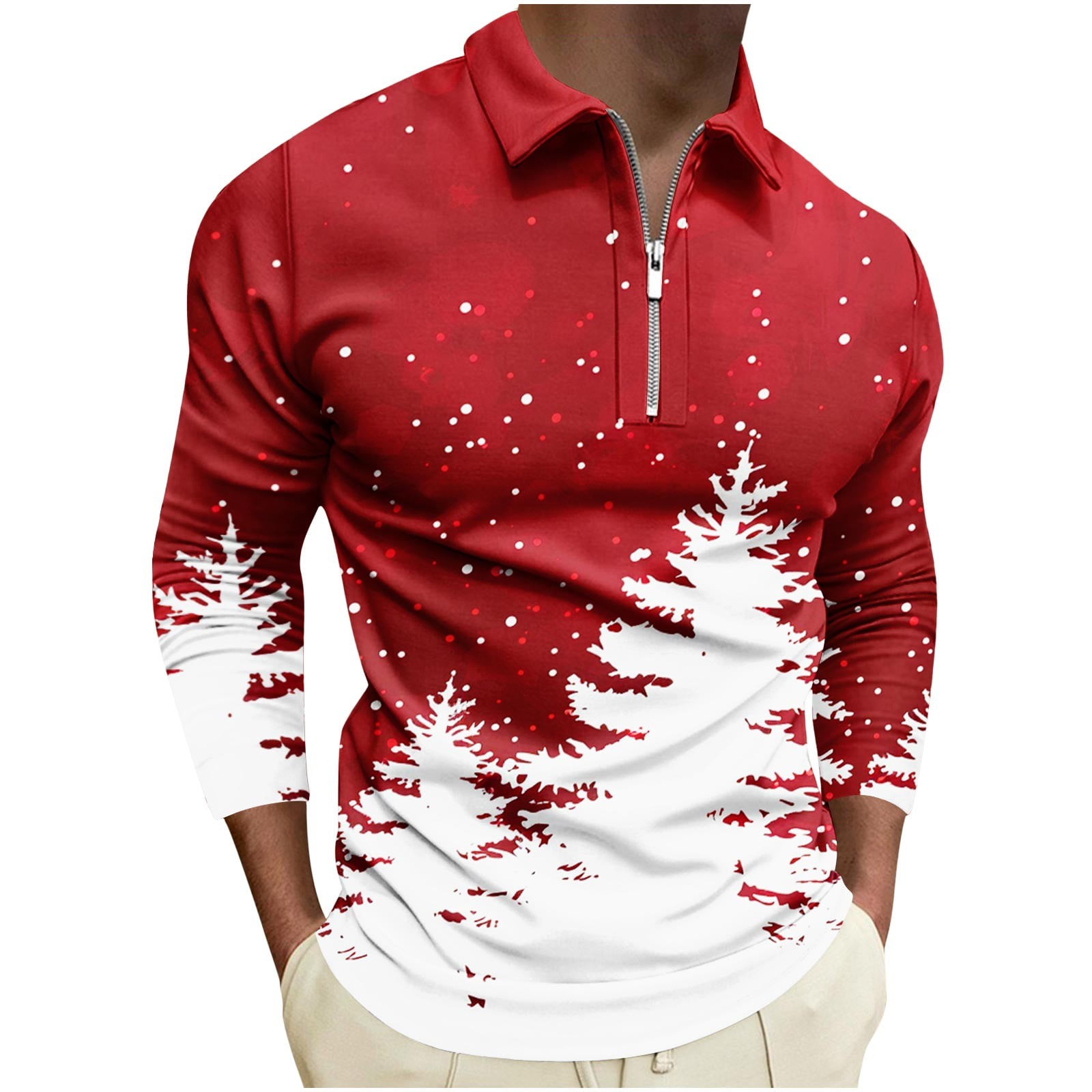 Aimik Hanes Mens Christmas Polo Shirts Long Sleeve Button Down Drees ...