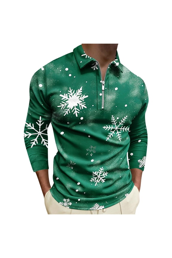 Hanes Mens Christmas Polo Shirts Long Sleeve Button Down Drees Shirts Xmas Ugly Funny Reindeer Print Holiday Party Novelty Shirt-Multicolor XL