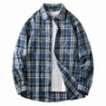 thumbnail image 1 of Aimik Hanes Mens Flannel Shacket Jacket Casual Plaid Wool Blend Button Down Long Sleeve Shirt 2025 Fall Clothes-Blue XXXL, 1 of 5