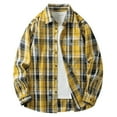 thumbnail image 1 of Aimik Hanes Mens Flannel Shacket Jacket Casual Plaid Wool Blend Button Down Long Sleeve Shirt 2025 Fall Clothes-Yellow XXL, 1 of 5