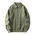 thumbnail image 1 of Aimik Hanes Mens Thermal Fleece Sweatshirts Collar Quarter Zip Long Sleeve Pullover Tops Big and Tall Casual Sweater Shirts-Green M, 1 of 2