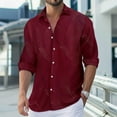 thumbnail image 1 of Aimik Hanes Up to 65% off Clearance Mens Casual Button Down Shirts Solid Long Sleeve Spread Collar Dress Shirt Summer Beach Shirt-Wine XL, 1 of 6