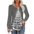 thumbnail image 1 of Aimik Hanes Womens Christmas Tops Long Sleeve Sparkly Christmas Tree Graphic T-Shirts Casual Crewneck Holiday Vacation Blouses-Gray S, 1 of 5